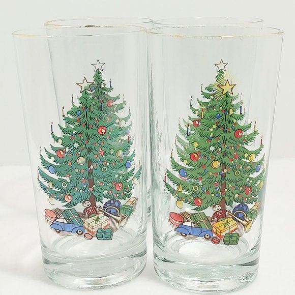 Vintage Christmas Tree Highball Glasses, Set of 4 #1340 - Picture 4 of 14